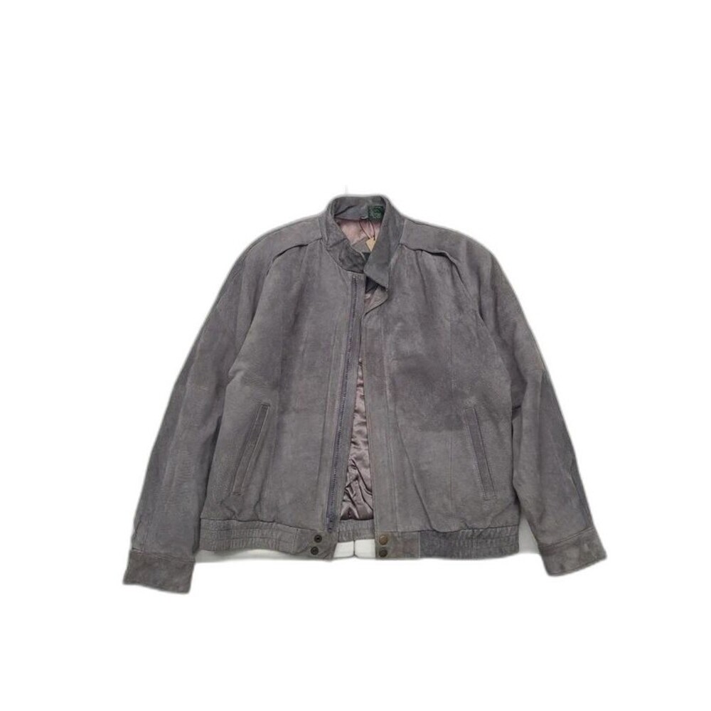 Vintage Neil Martin Gray Suede Bomber Jacket 80s 90s Minimalist